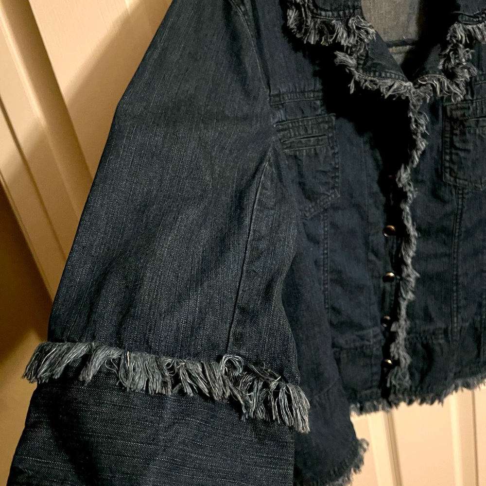 Frayed Jean Jacket, Button Down Denim, Coco & Clo… - image 5